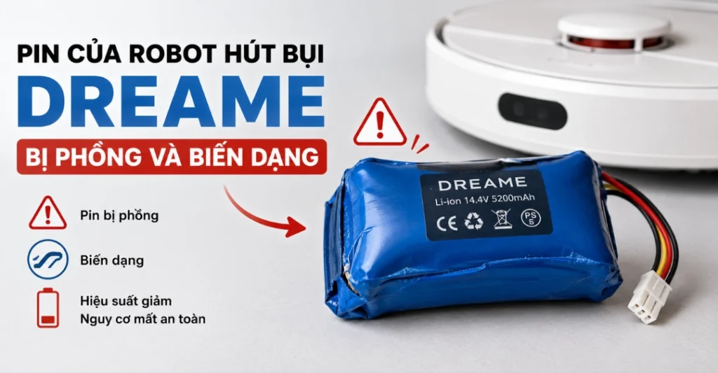 Dấu hiệu nhận biết robot hút bụi Dreame bị chai pin