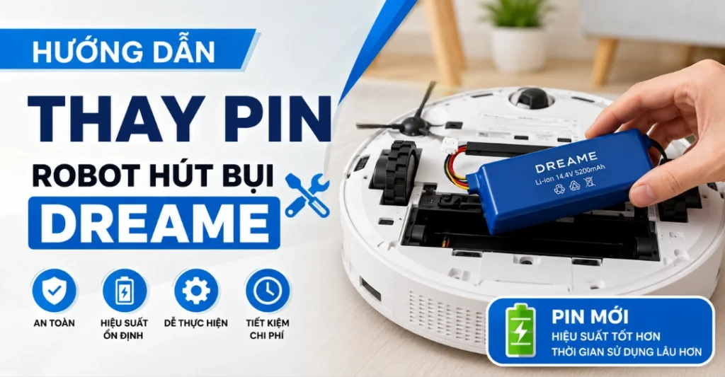 thay pin robot hút bụi Dreame