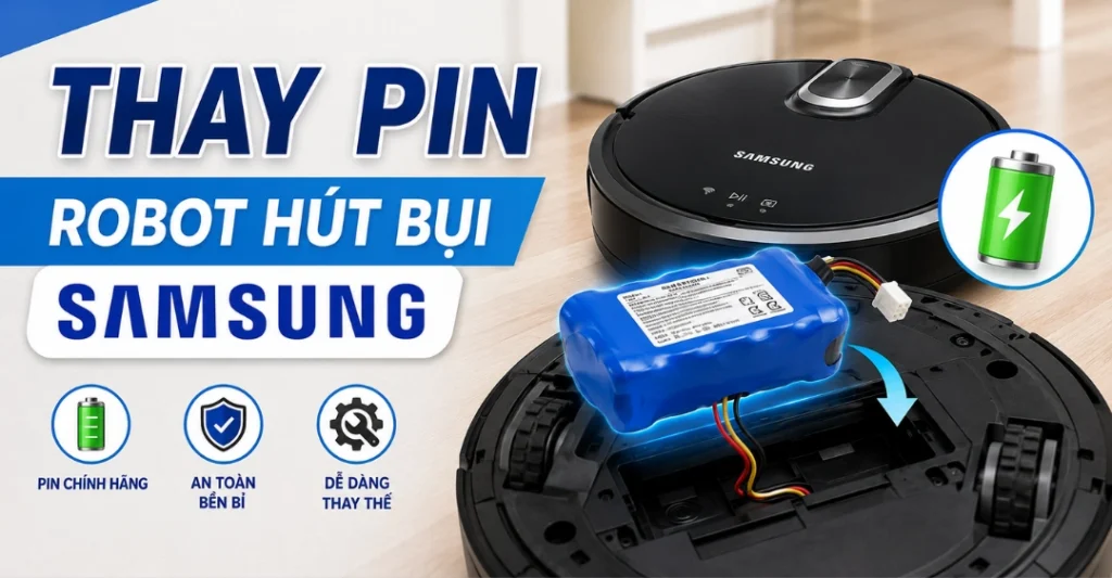 thay pin robot hút bụi Samsung