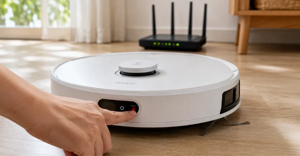 Khôi phục cài đặt gốc robot Ecovacs Deebot và kết nối Wi-Fi 2.4GHz