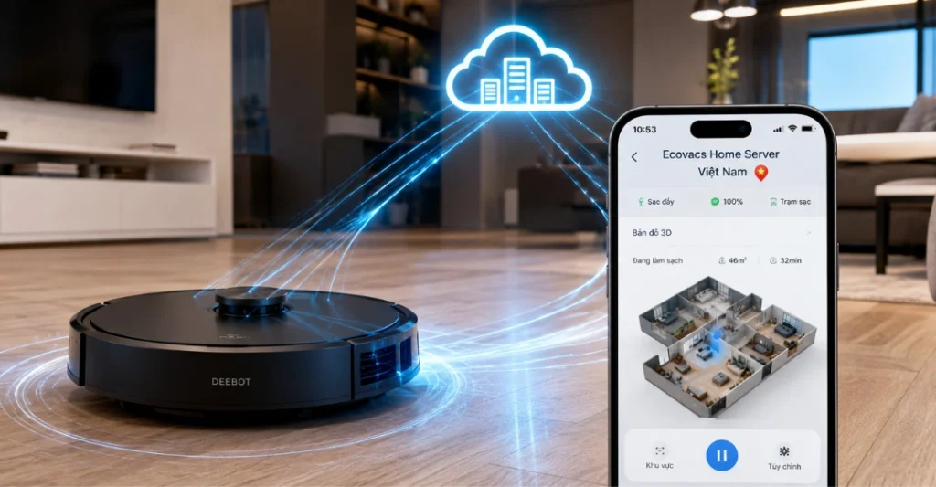 Robot hút bụi Ecovacs Deebot kết nối mượt mà với máy chủ Ecovacs Việt Nam