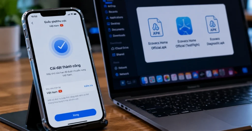 Thao tác cài đặt khắc phục lỗi chặn app Ecovacs Home trên điện thoại